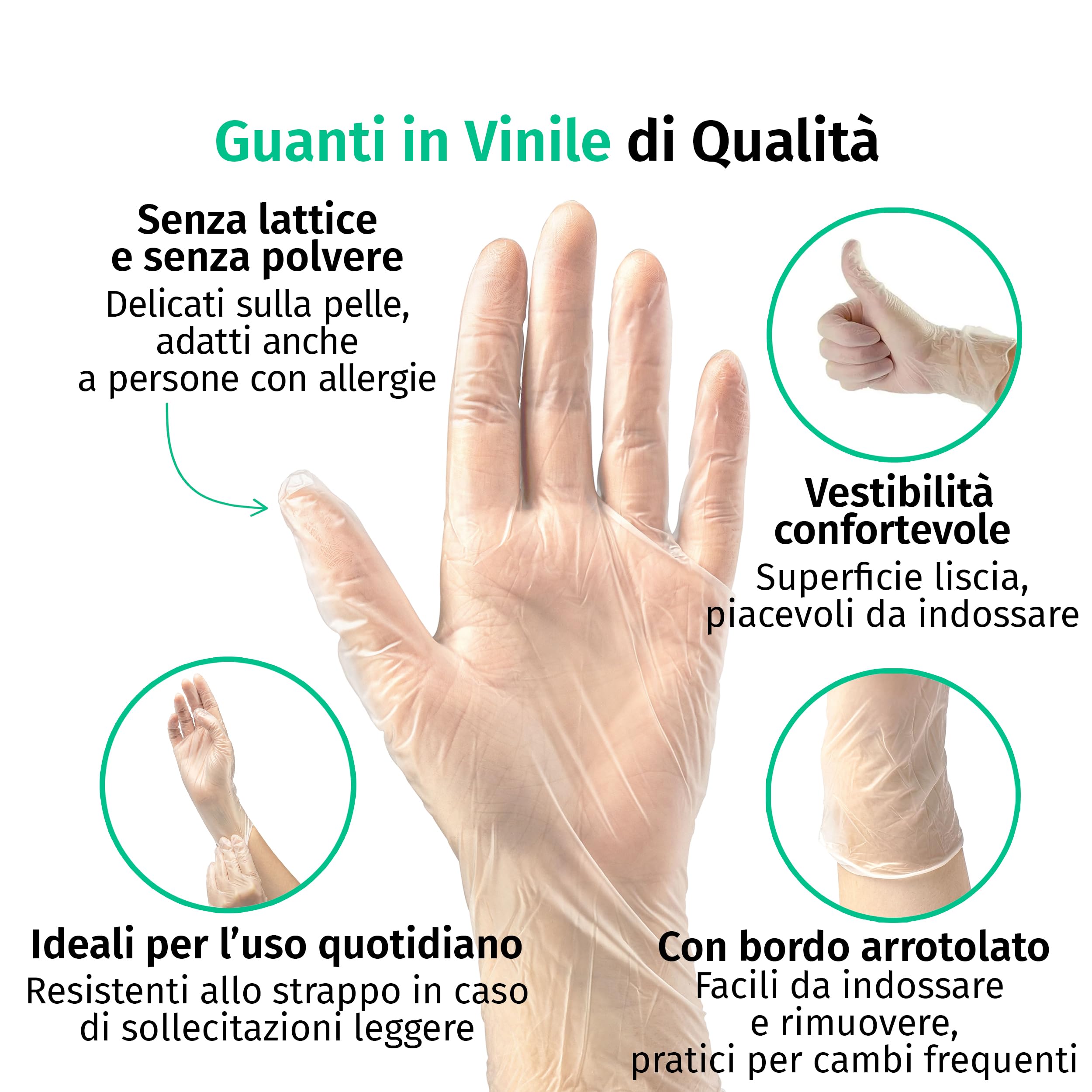 SF Guanti in Vinile Trasparenti, Taglia XL – 1000 Pezzi (10x100), Monouso, Senza Polvere e Lattice Free, da Esame per Pulizia, Cucina e Uso Quotidiano