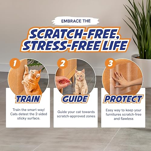 Miniatura 3 de Panther Armor Protector de muebles para gatos, paquete de 25 hojas, protectores de muebles para arañazos de gatos, sin pines, duradero, cintas de