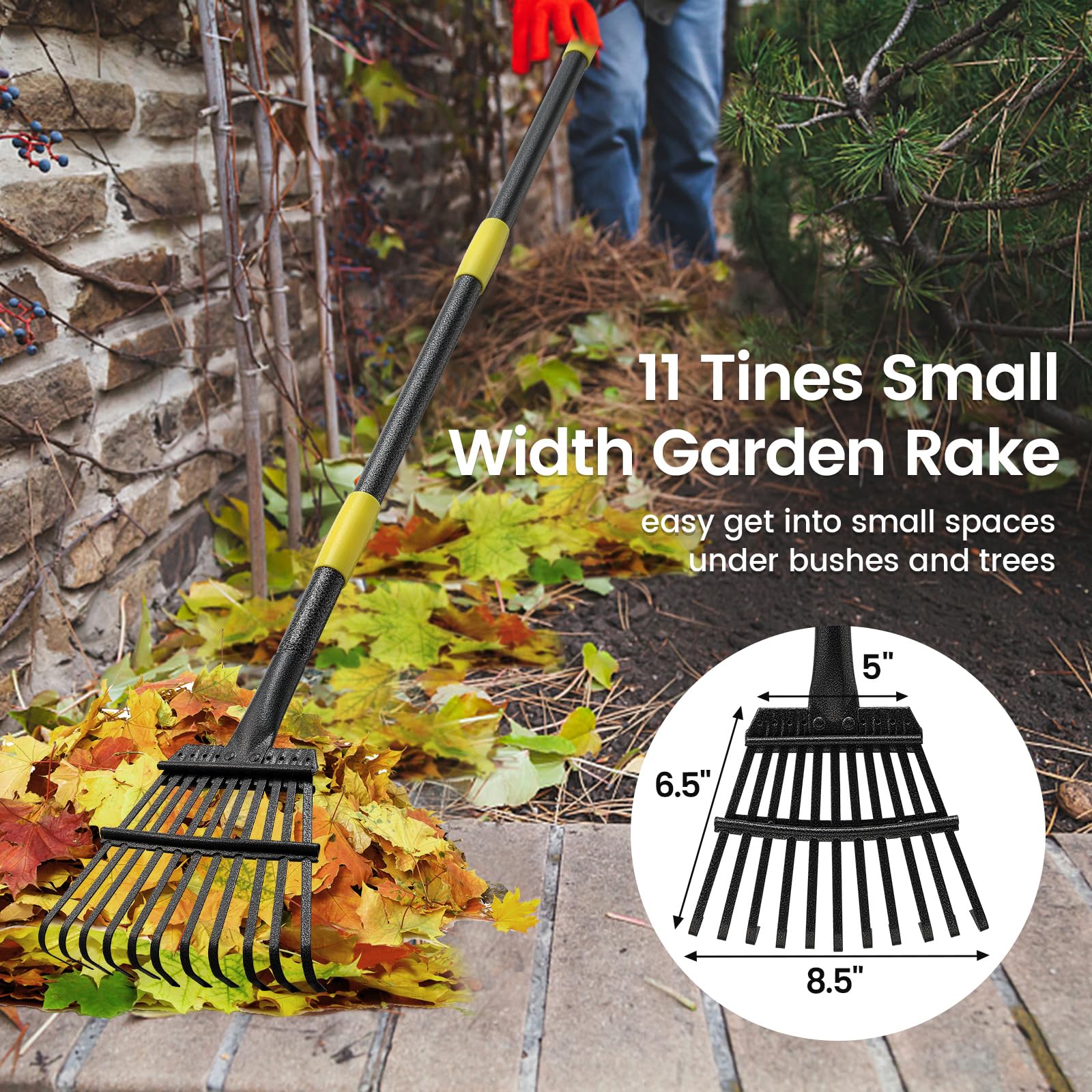 Robuster Gartenrechen Aus Metall – 1,8 M Langer Bogenrechen Mit 17 Zinken, Edelstahlgriff, Für Laub, Bodenlockerung & Mehr
