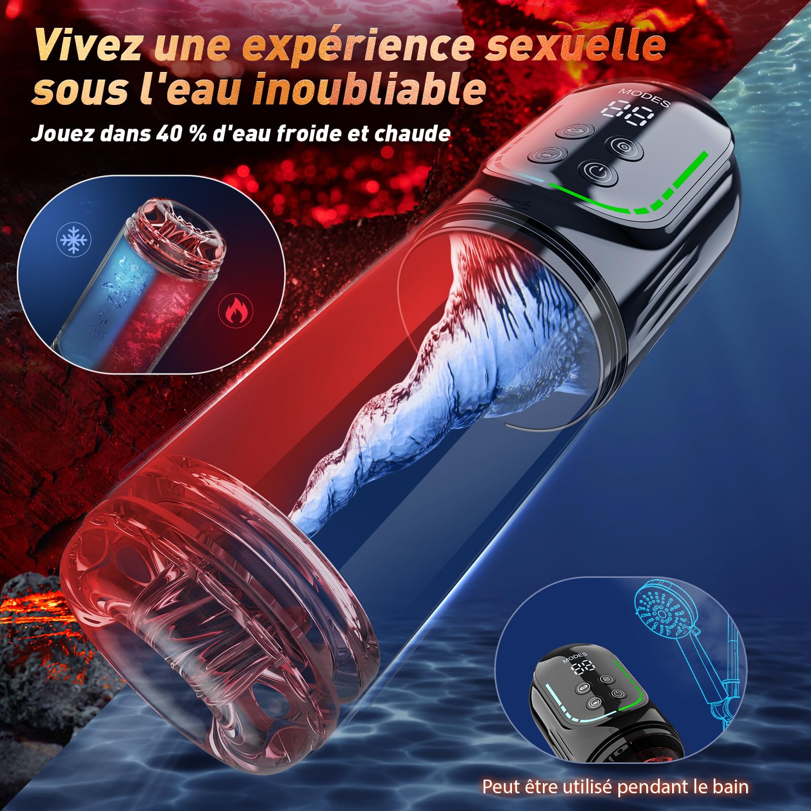 Masturbateur Homme 12s Pompe a Penis, Masturbâteur Homme Mains Libres Avec 7 Modes Télescopiques & Rotation Et Succion, Masturbateurs Masculins APP Control Sex Toys