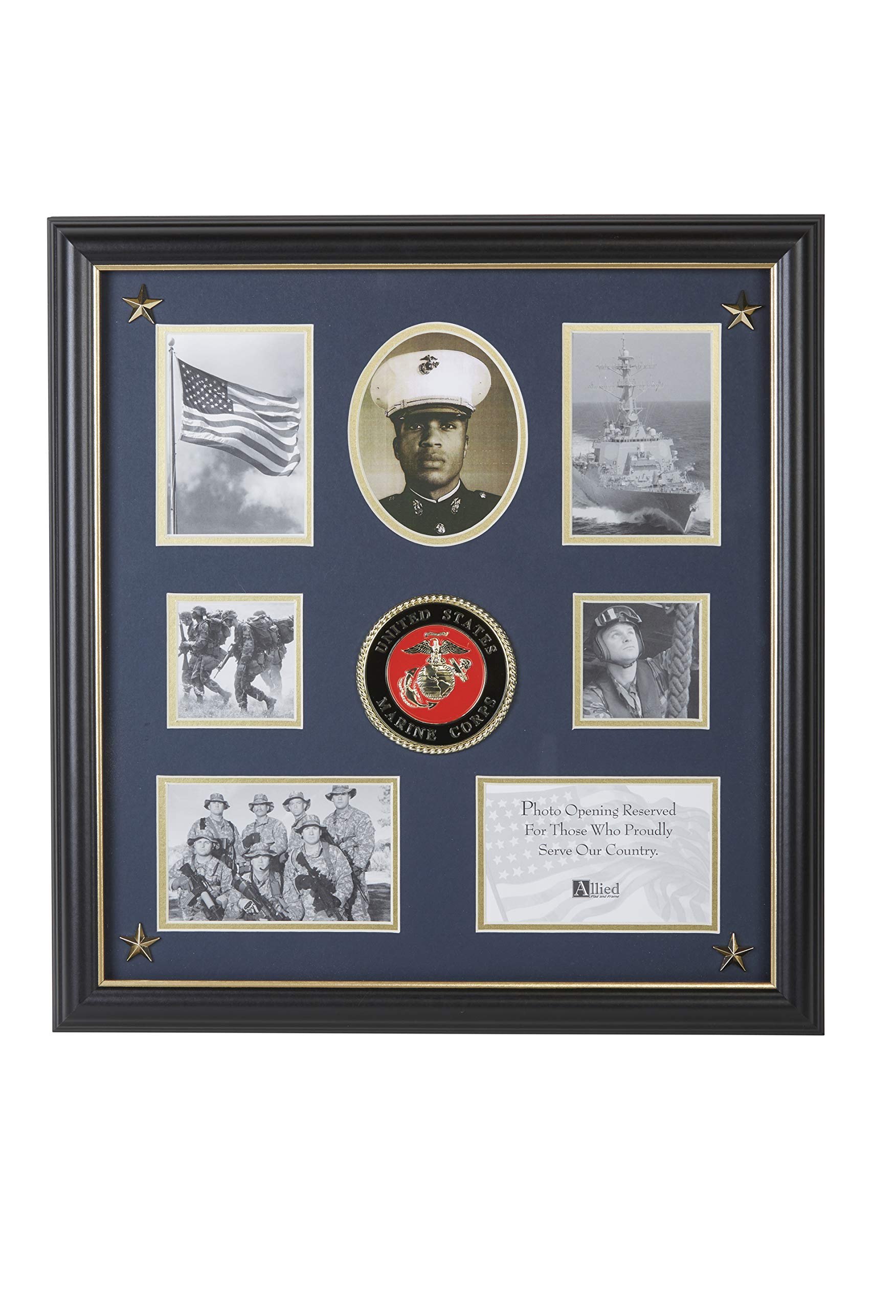 Allied Frame United States Marine Corps Medallion 7 Picture Collage Frame with Stars