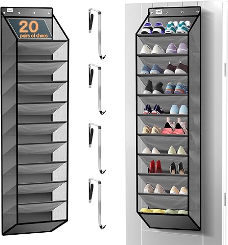 Organizador de 10 niveles sobre la puerta, estante de almacenamiento colgante resistente con tela Oxford resistente, con capacidad para más de 20