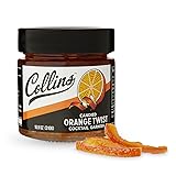 Collins Candied Fruit Orange Peel Twist in Syrup - Popular Cocktail Garnish for Skinny Margarita, Martini, Mojito, Old Fashioned Drinks, Peel for Baking, 10oz Orange Twist - 10 oz