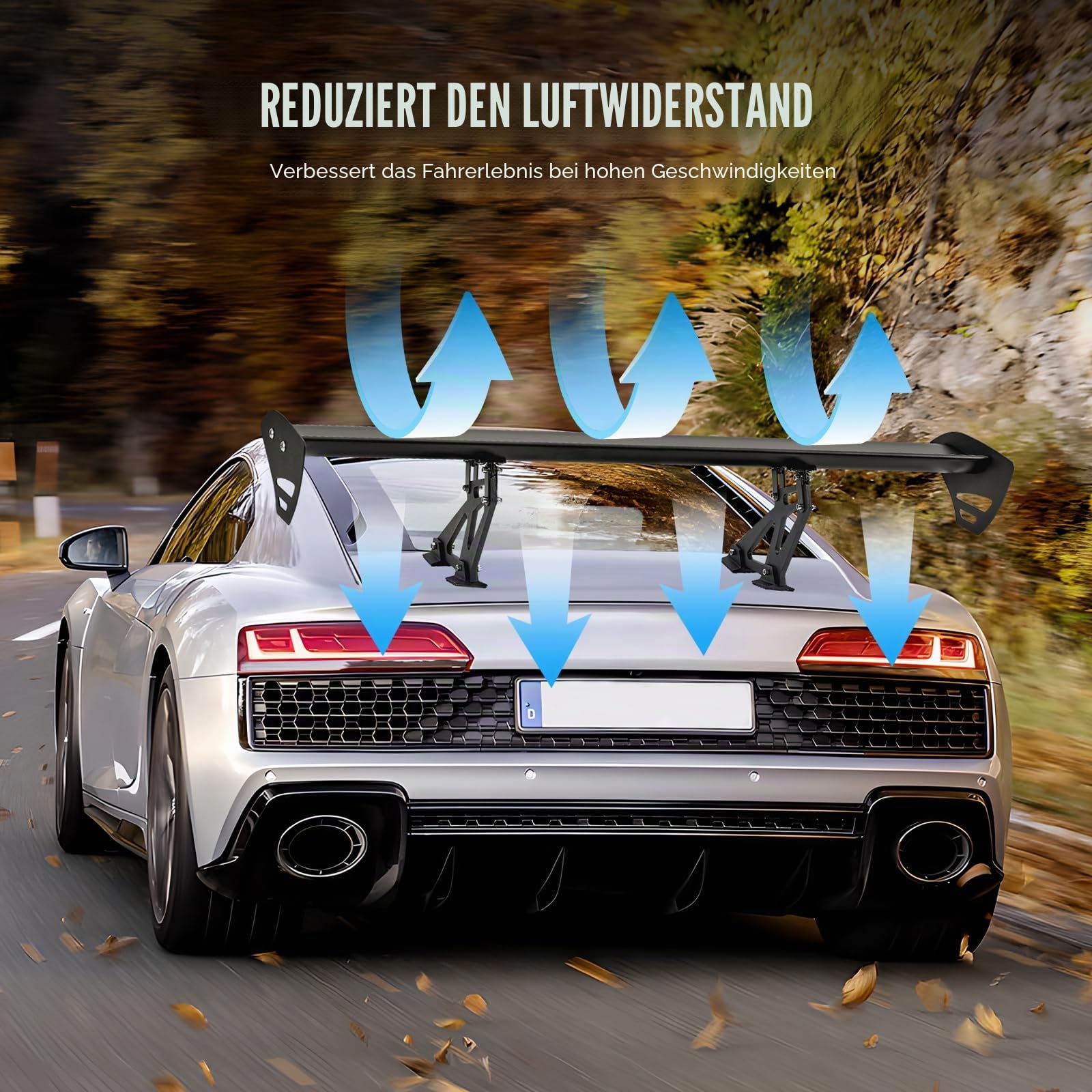 VEVOR GT Wing Autospoiler, 43,3 Zoll Universalspoiler mit Einzeldeck, verstellbares leichtes Aluminium, Auto-Heckspoilerflügel, Rennspoiler BGW/JDM Drift Schwarz