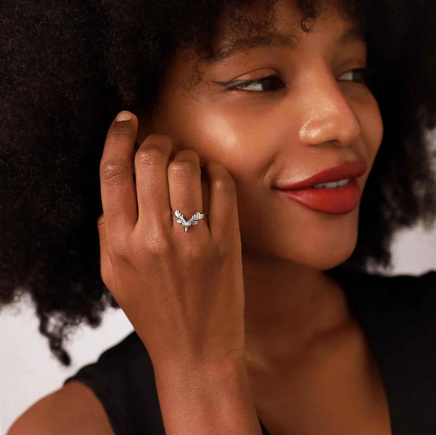 Silvershake 925 Sterling Silver Deer Fashion Casual Ring
