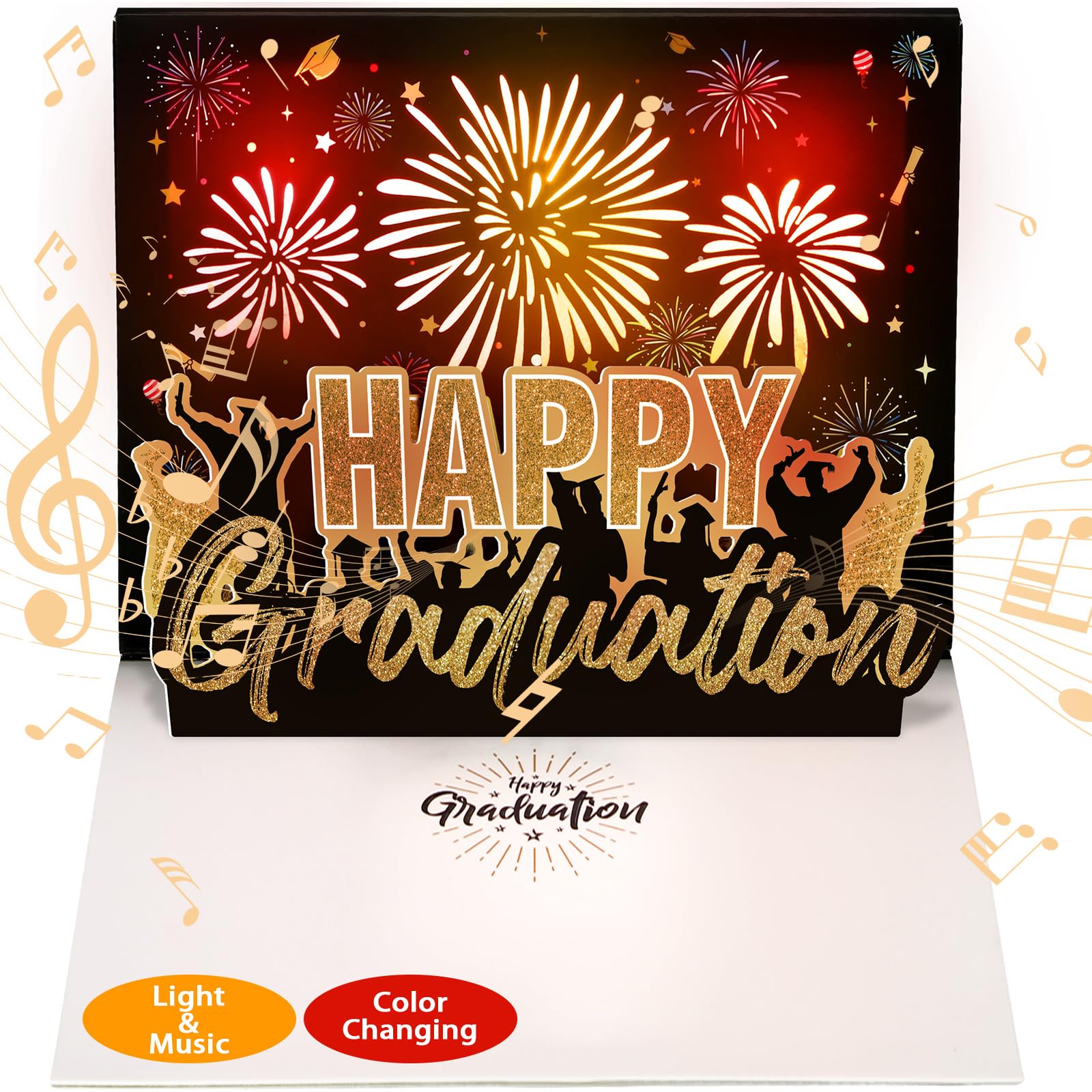 ReliThick 2026 Graduation Fireworks 3D Pop up Greeting Card Congrats Grad Card Congratulations Personalized Gift Class of 2026 for High School College