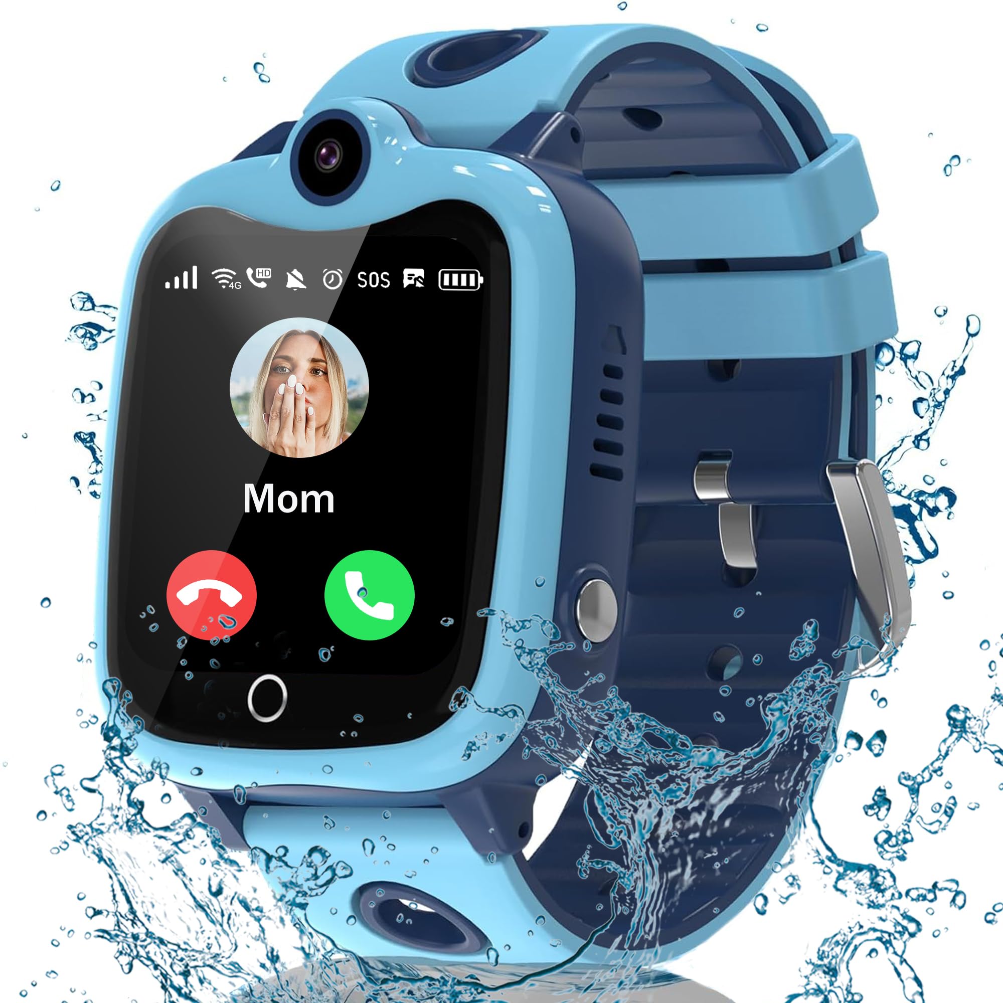 Reloj Inteligente Niño, 4G Reloj GPS Niños con Videollamada, Smartwatch Niños Localizador y Llamadas SOS Chat SMS Juego Cámara Despertador Impermeable Modo Clase,Reloj con Tarjeta SIM Regalo Niña Niño