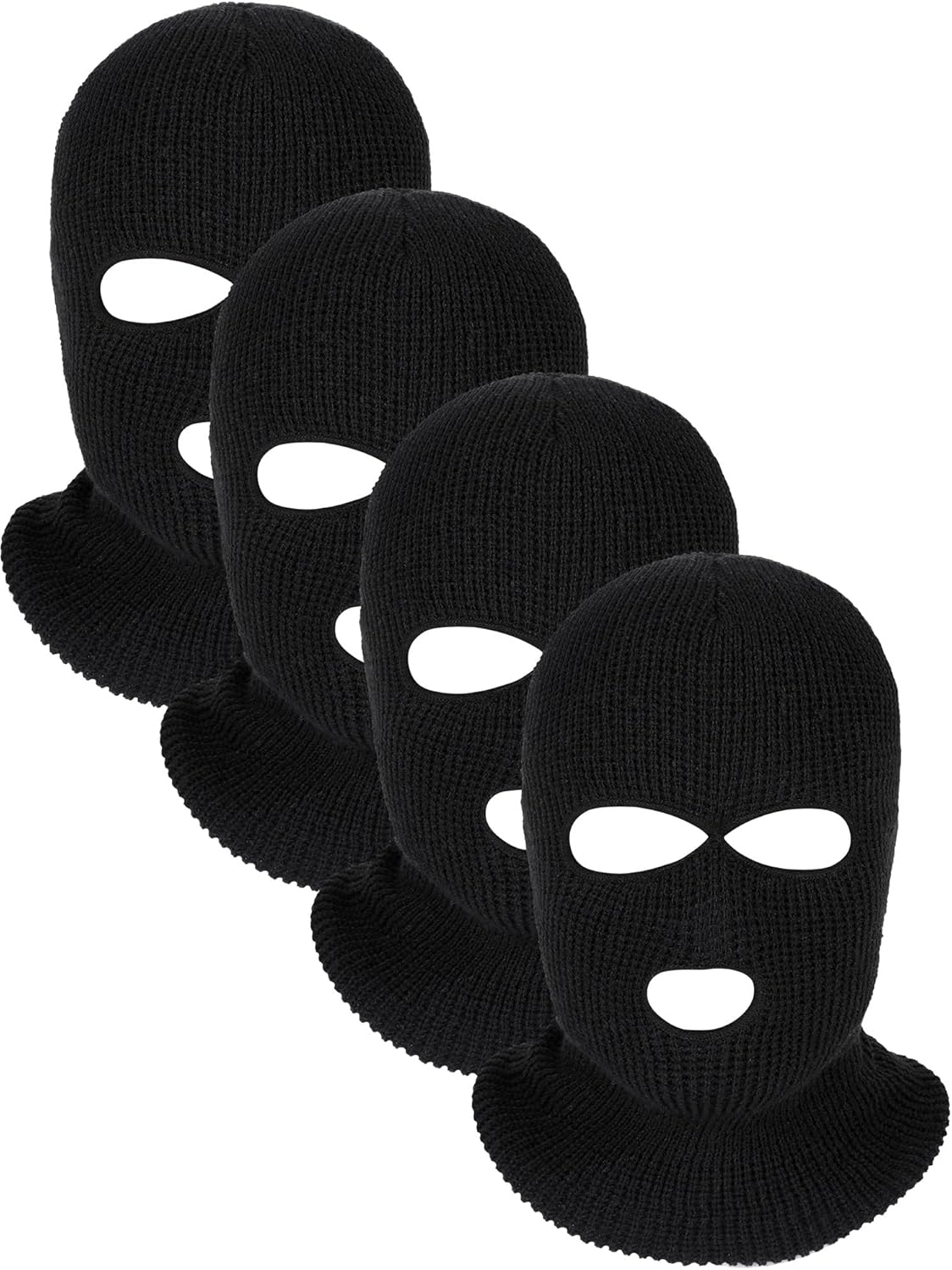 Blulu 4 Pcs 3 Hole Full Face Mask Cover Ski Mask Winter Balaclava Cap Knitted Face Cover for Winter Outdoor Sports - Image 7