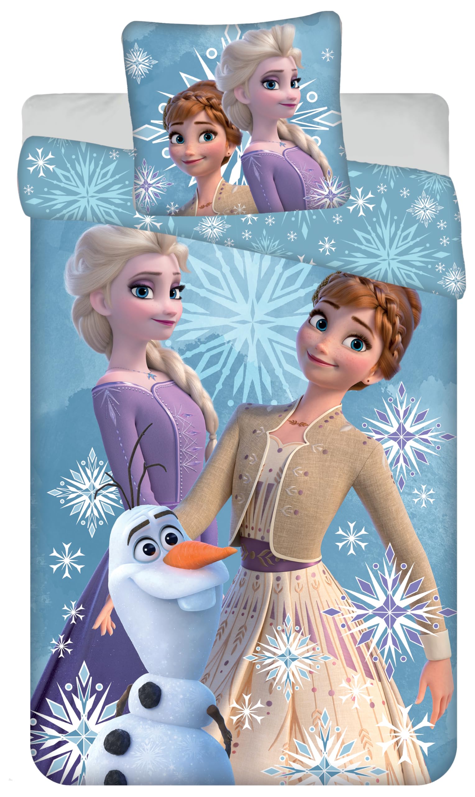 Jerry Fabrics Boys Blue, White, Purple Disney Frozen Anna Elsa Snow Pillow Duvet 135/140 X 200 Cm