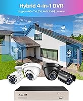 Vista 5 de ZOSI H.265+8CH 1080P híbrido 4-en-1 analógico TVI/CVBS/AHD/CVI grabadores de video de vigilancia CCTV DVR sistema para 720P, cámaras de seguridad
