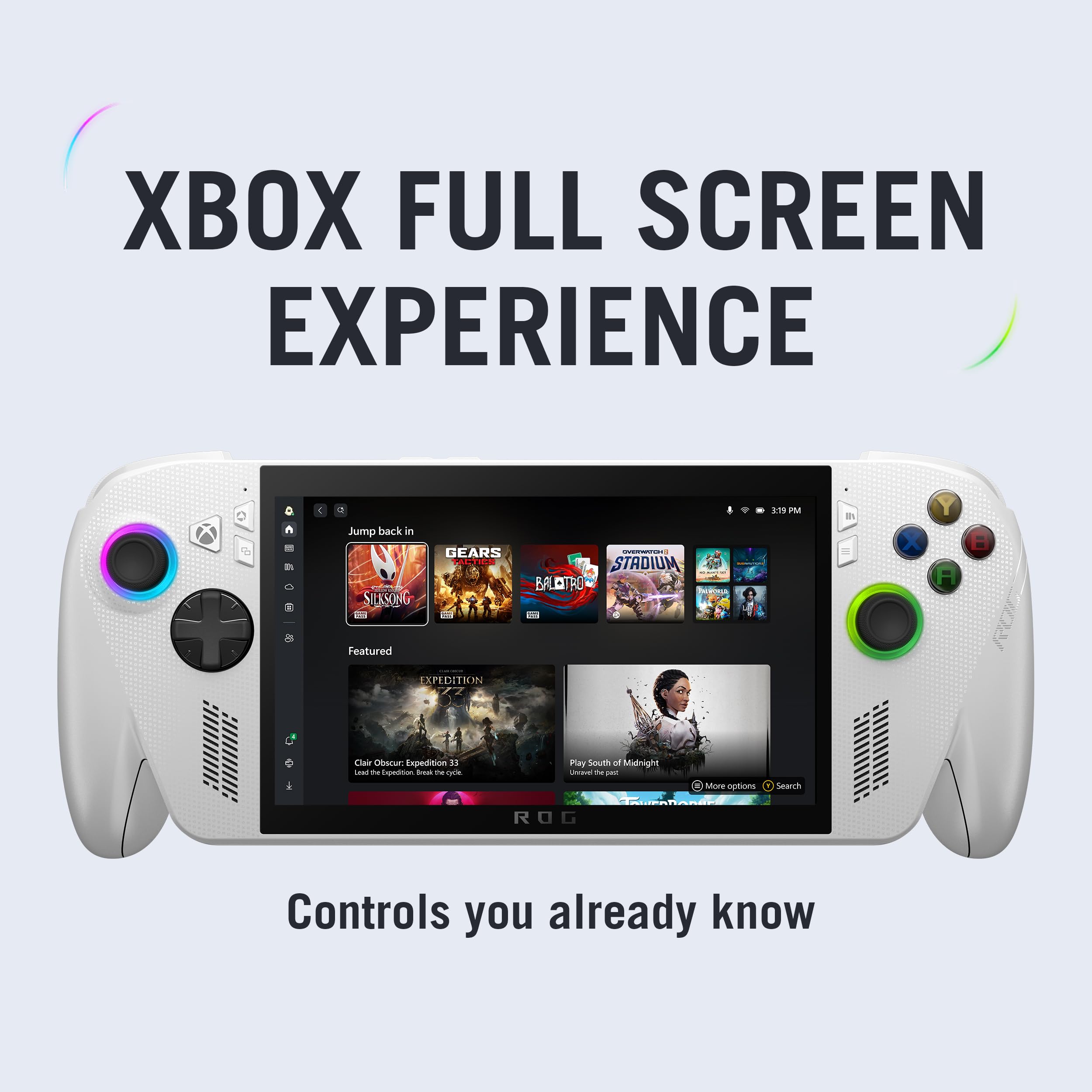 ASUS ROG XBOX Ally (2025), AMD Ryzen Z2 A Processor,16GB RAM, 512GB SSD, 7"/17.8cm, FHD, Touchscreen,120Hz, 500 nits, Windows 11 Home, White, 670g, RC73YA-NH010W,AMD Radeon Graphics,Gaming Handheld PC — Amazon image 3