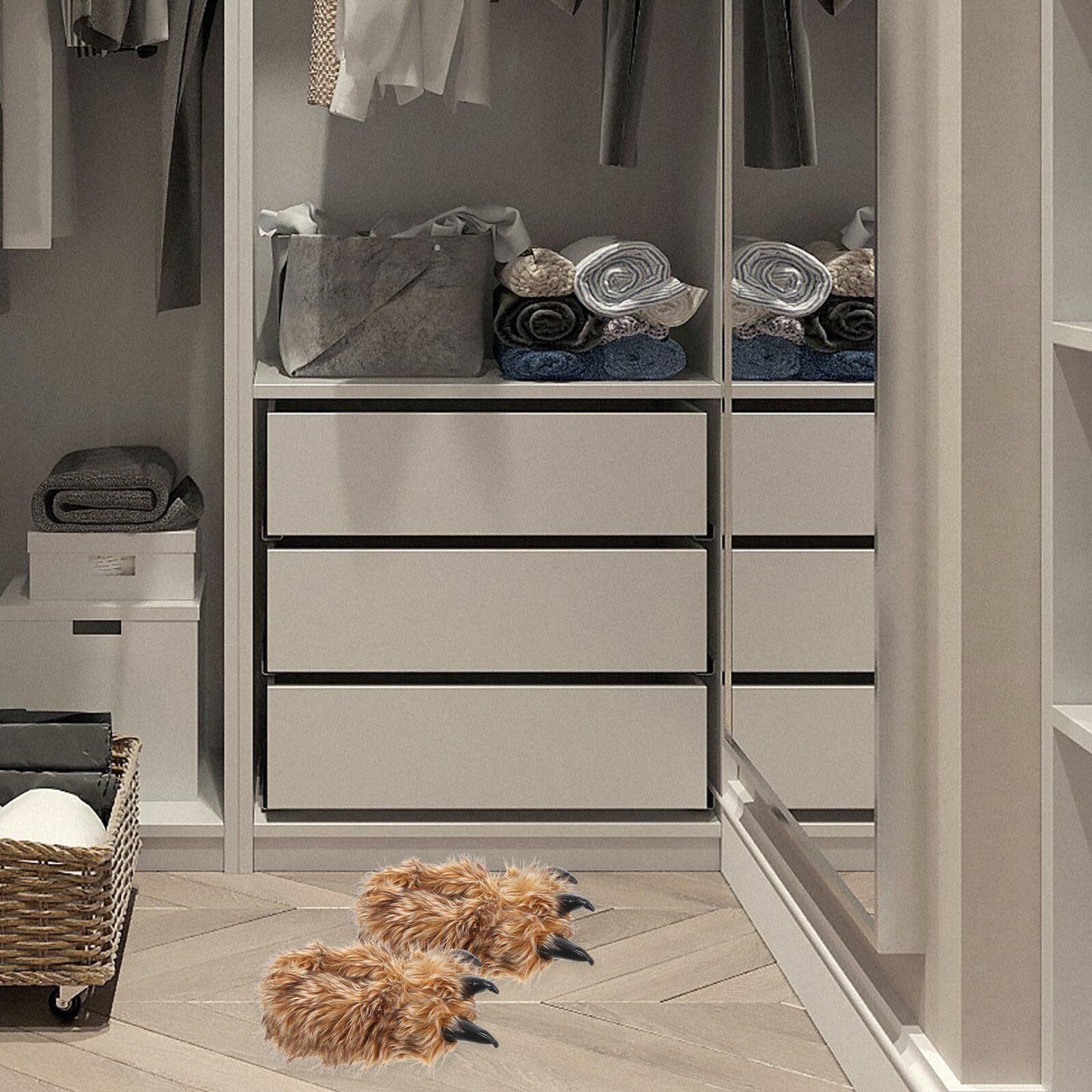 Ciieeo Ciabatte per Casa in Peluche Marrone 28cm, Comode e Calde