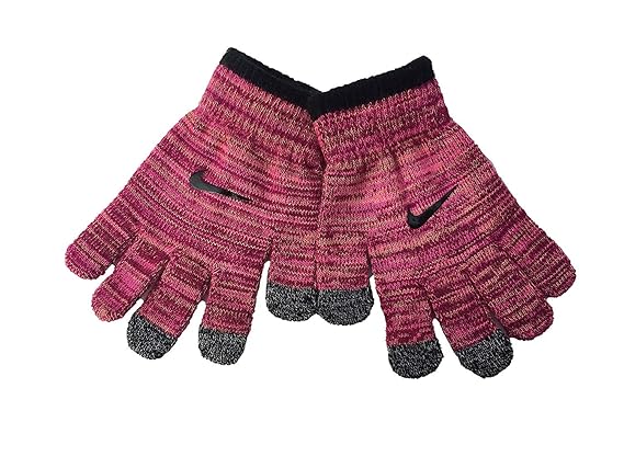 Nike Kids` Knitted Gloves (Fire Pink (4A2649-A2B) / Heather Grey, 7/16)