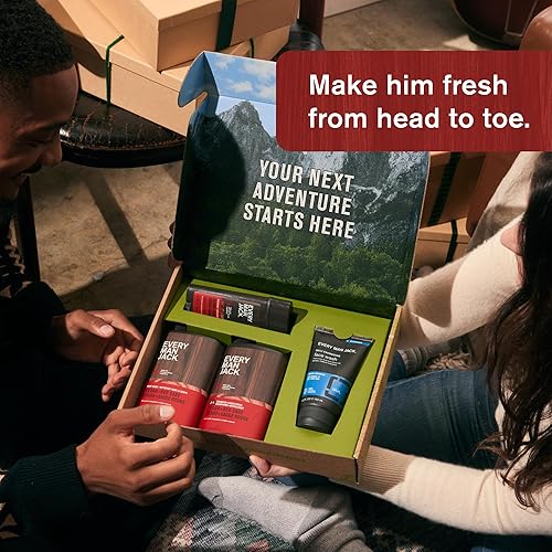 Miniatura 2 de Every Man Jack Set de regalo para el baño y el cuerpo de cedro + salvia roja para hombre, ingredientes limpios y aroma a cedro, salvia y especias,
