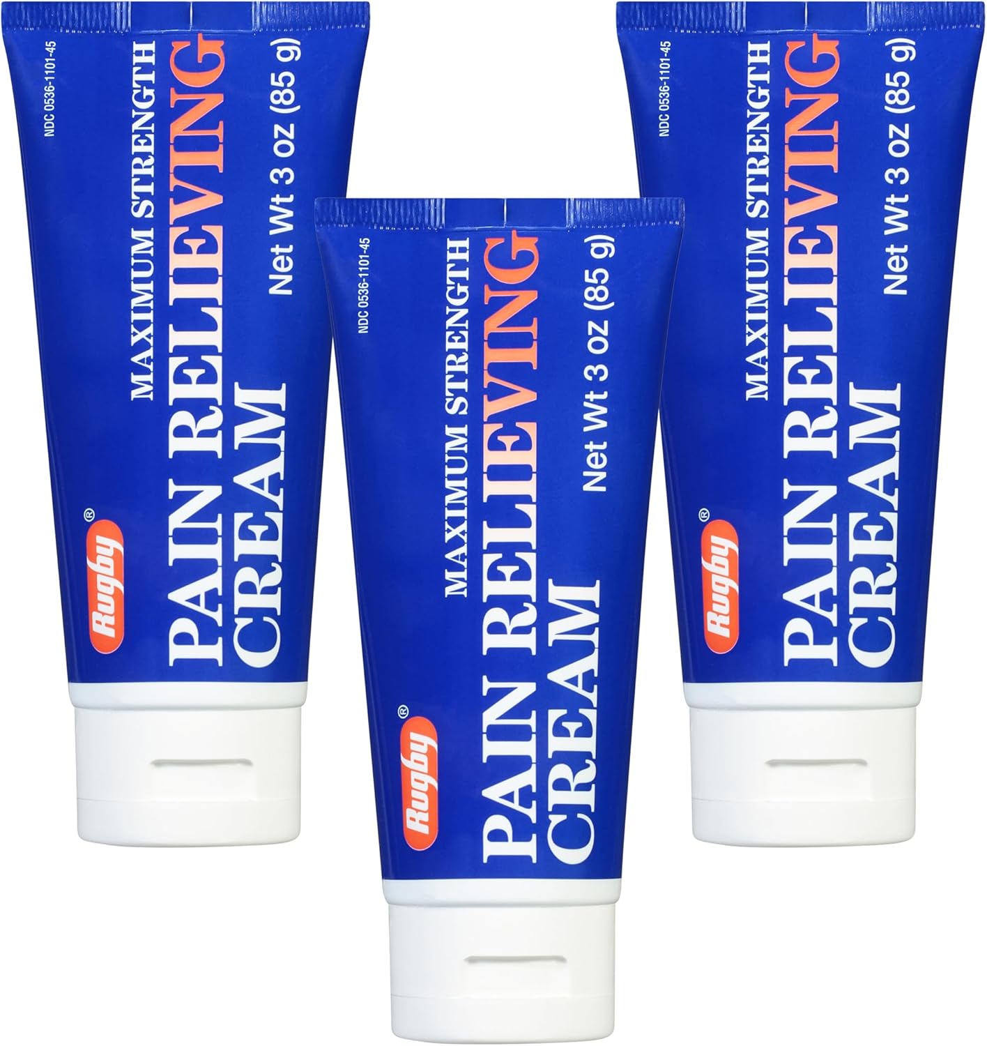 Rugby Maximum Strength Pain Relieving Cream - Made with Menthol and Methyl Salicylate - Offers Temporary Joint and Muscle Soreness Relief - 3 Oz. (4 Pack)