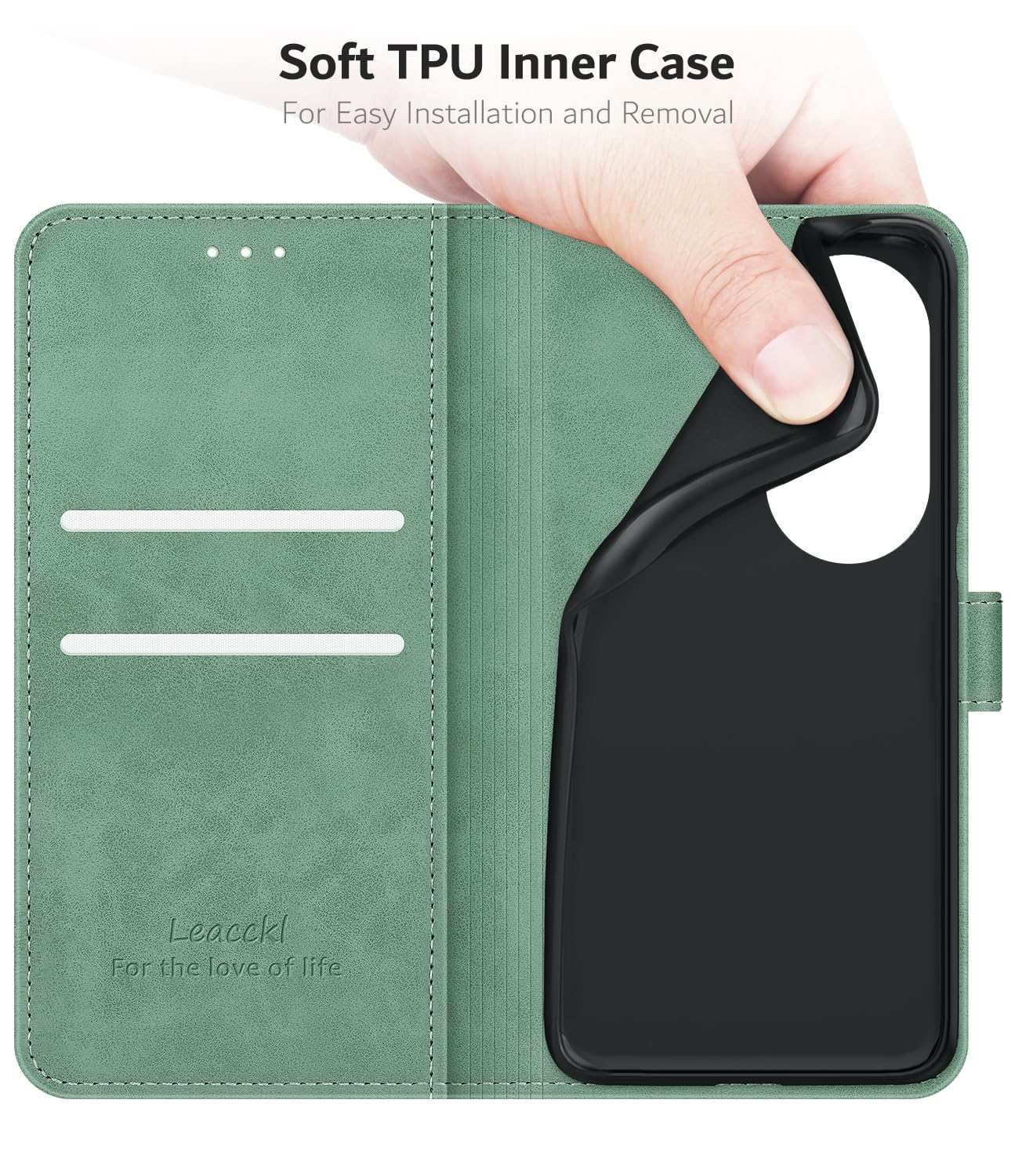 Fertuo Cover A Portafoglio In Pelle PU Per Honor 90 5G, Con Slot Carte, Supporto E Chiusura Magnetica, Verde - 2