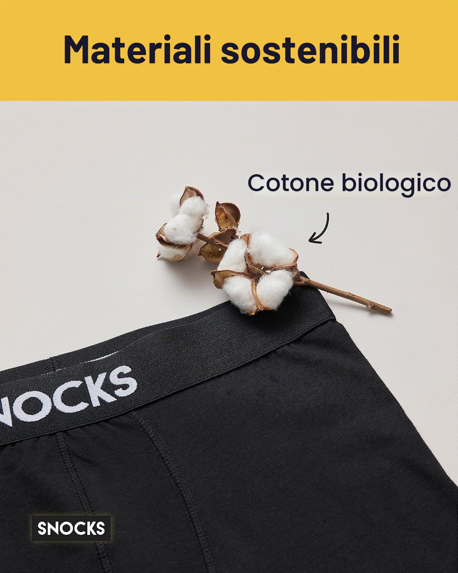 Snocks Pacco 6 Boxer Uomo Cotone Bio Elasticizzato - Mutande Uomo Senza Etichette Irritanti - Boxer Pack - Nero - 5XL