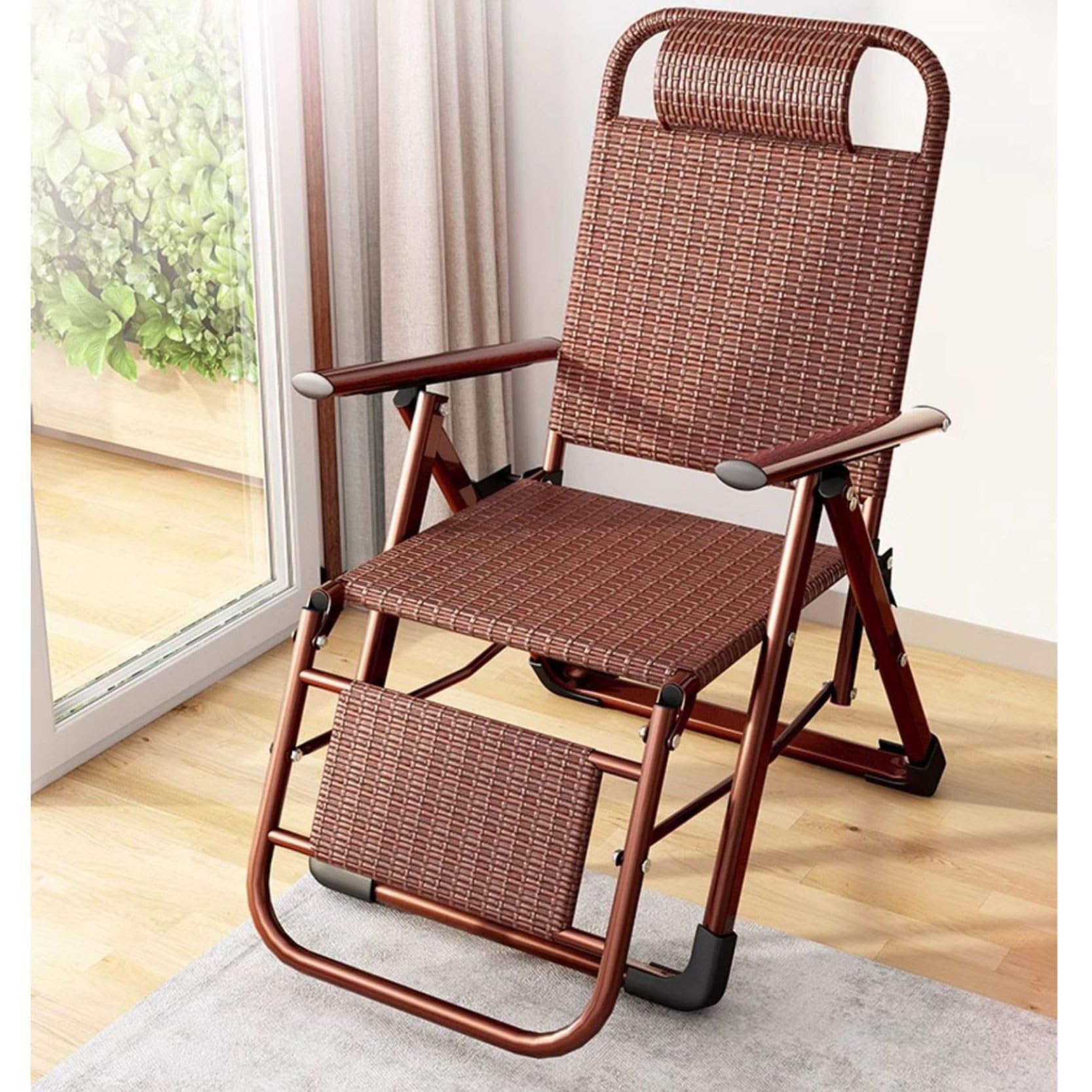 籐編み リクライニングチェア 折りたたみ 昼休み 夏凉しい 籐椅子 家庭用8
