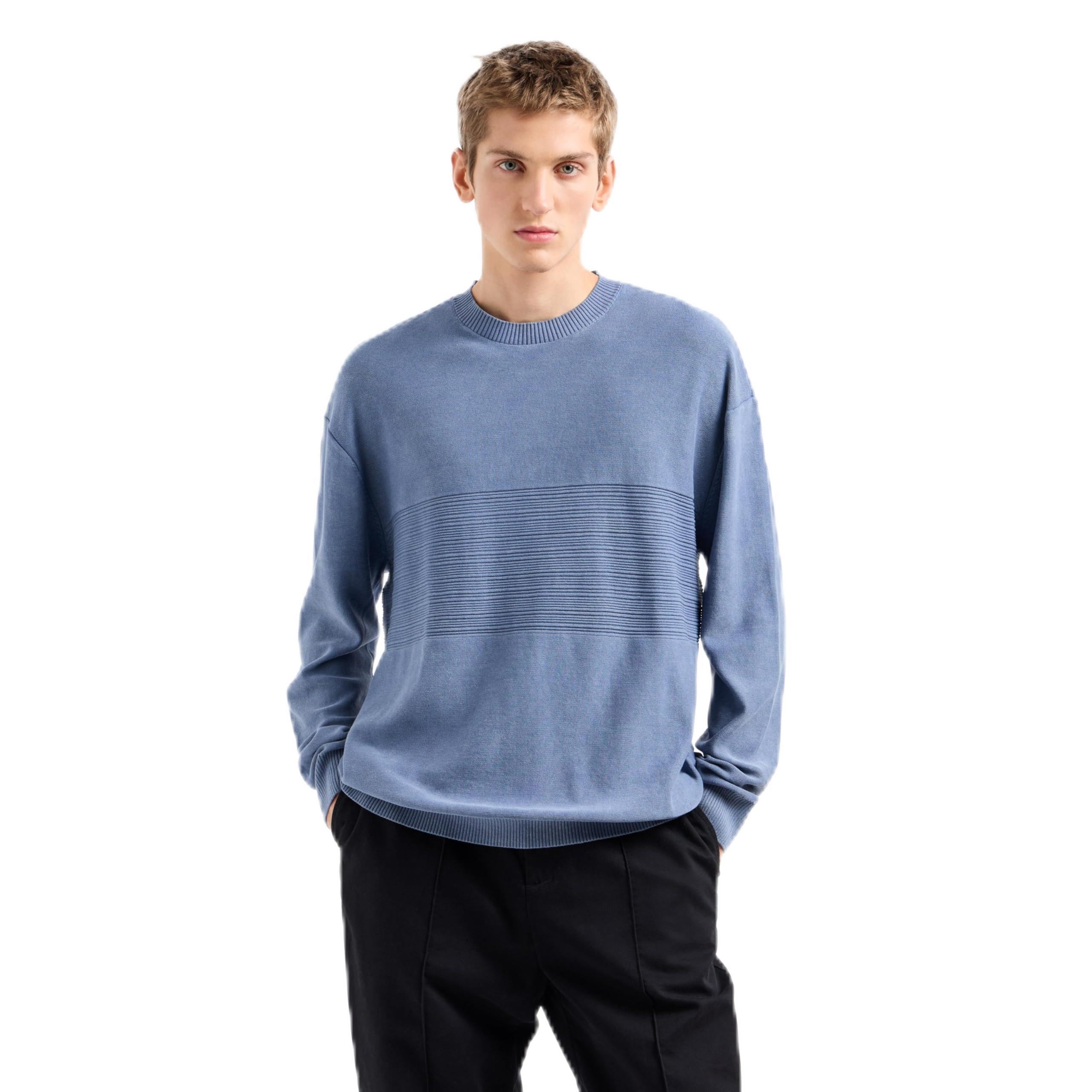 Armani Exchange Maglione in Cotone Combinato con Strisce Orizzontali Maglione Uomo