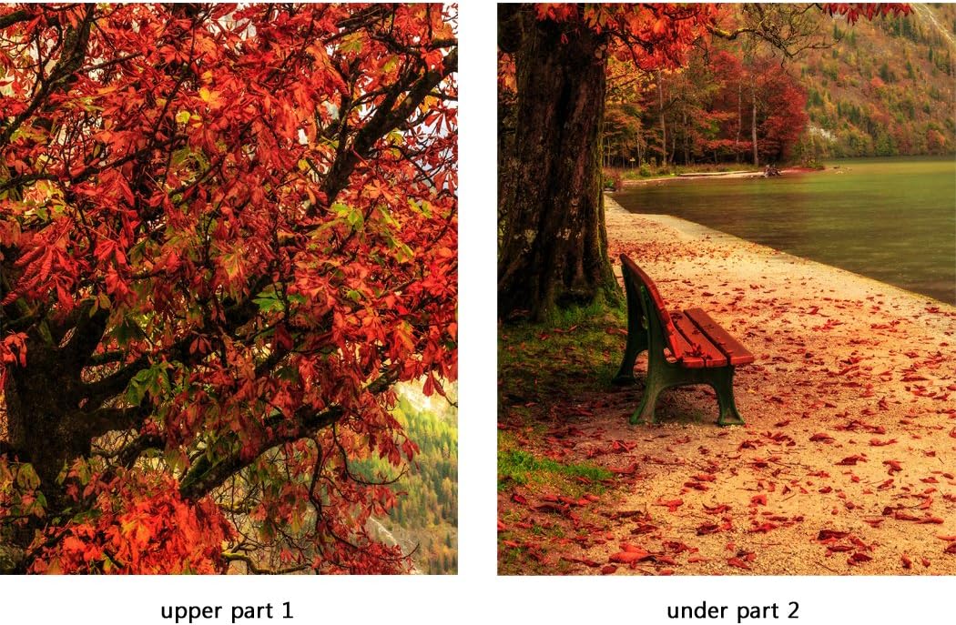 Door Wall Sticker Lovely Autumn at The Calm Lake - Peel & Stick Repositionable Fabric Mural