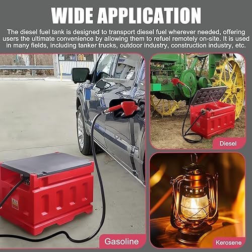 Miniatura 6 de Tanque de transferencia de combustible portátil, capacidad de 48 galones y caudal de 15 GPM, tanque de transferencia de gas portátil con bomba de