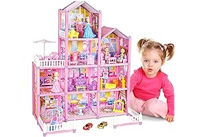 Casita de muñecas para niñas de 4 pisos y 10 habitaciones con...