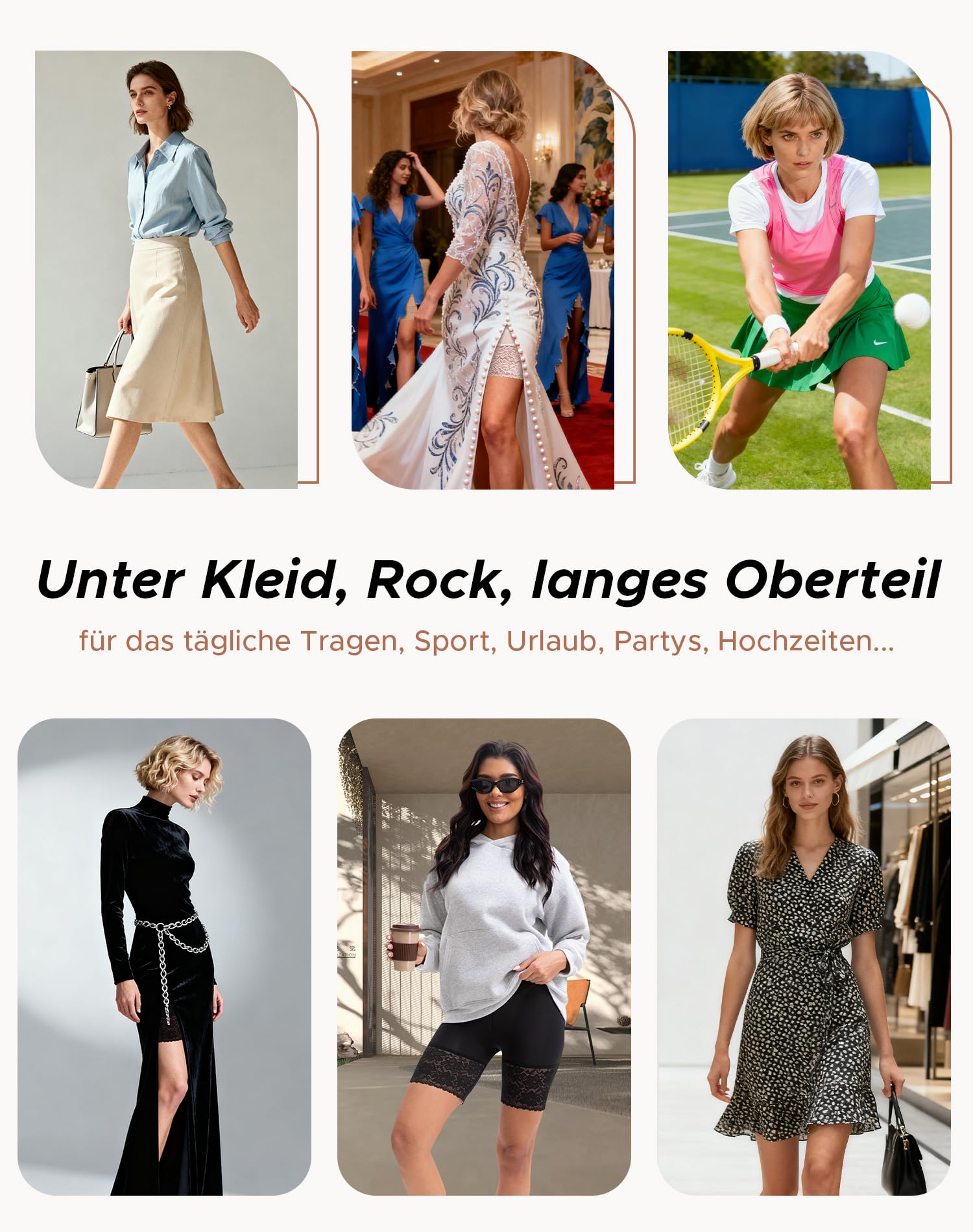 INNERSY Radlerhose Damen Kurz für Kleid mit Spitze Anti Scheuern Oberschenkel Unterziehhose Leicht