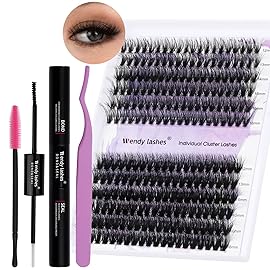 Lash Clusters Kit for Using at Home: Ultra-light, DIY, Natural, Fluffy, Wispy, Waterproof, Anime, Manga, Cat Eye, 3D Curl, 12-16mm, 40P+50P, Wendy, RT318