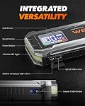 WOLFBOX MV24 démarreur de saut 4000A, pack de boost de voiture 12V avec chargeur rapide de 65W, affichage LED, batterie portable de démarreur de saut de 88,8 Wh (moteur à essence 10L, moteur diesel 10L) avec lumière LED, câbles de démarrage