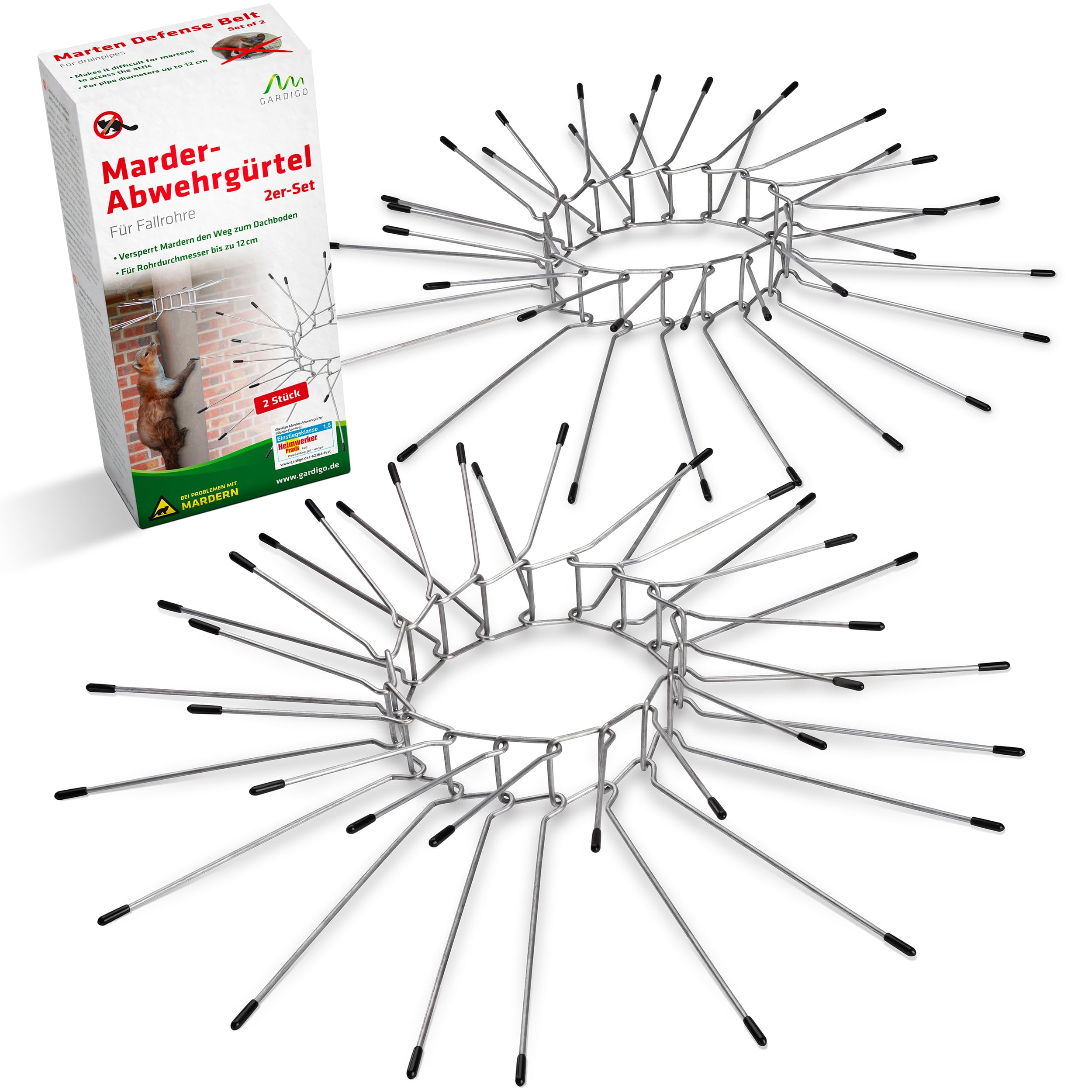 GardigoMarten Repellent Belt Set of 2 for Downpipes, Diameter 100 mm to Diameter 120 mm, Marten Repellent Made of Galvanised Steel for Home, Gutter and Tree, Marten Protection, Downpipe