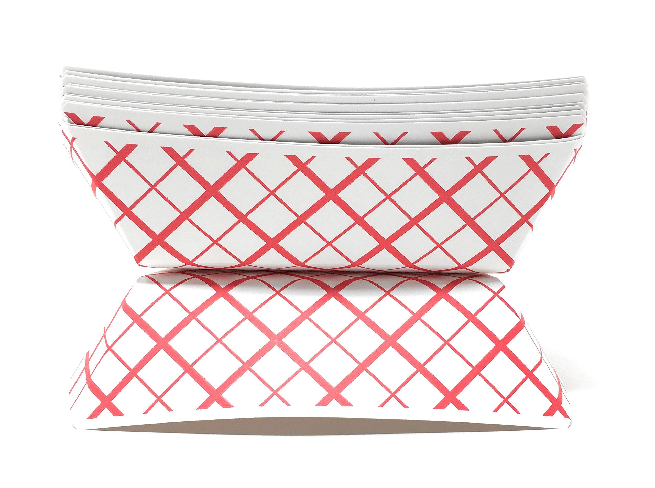 Mr. Miracle White and Red Paper Food Tray. 5-Pound Size. Pack of 100. Disposable, Recyclable and Fully Biodegradable. Made in USA
