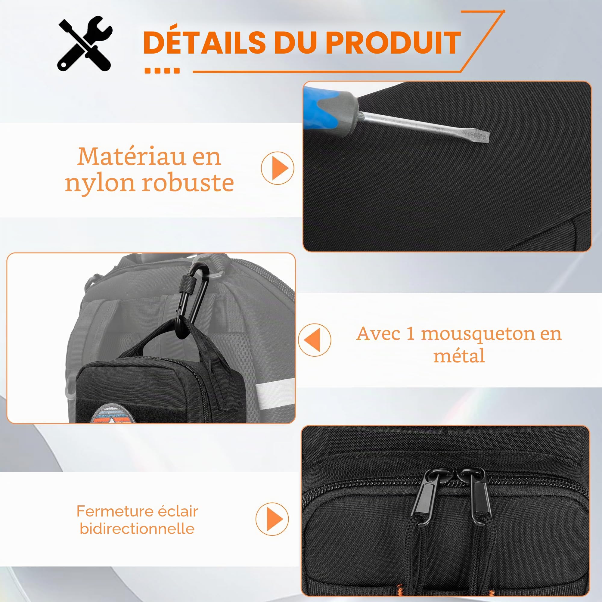 Rexmica Petit Sac de Rangement Outils D'électricien avec 2 Poches à Outils | Sac Tactique Molle pour Hommes avec Rembourrage pour le Camping, les Voyages et les Travaux Électriques