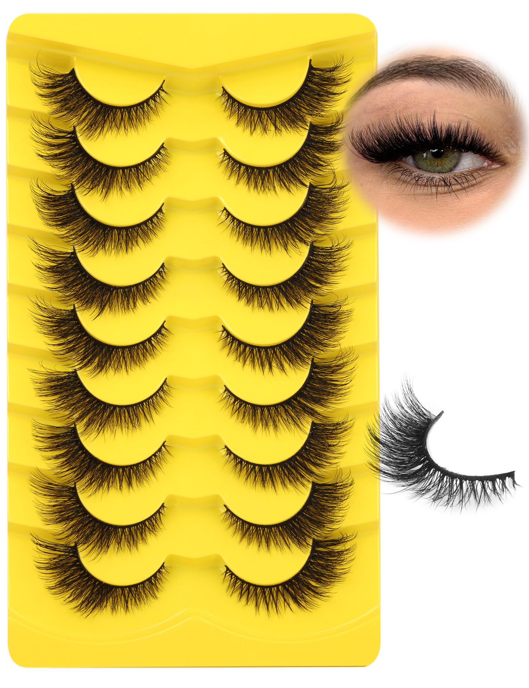 Natural Lashes Cat Eye Fluffy False Eyelashes Wispy Mink Lashes that Look Like Extensions Fox Eye Lashes 9 Pairs by Zegaine