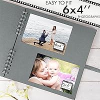 Vista 4 de Bstorify Álbum de recortes de 10 x 10 pulgadas, 70 páginas, papel kraft grueso gris, protectores de esquinas, cierre con cinta, ideal para tus