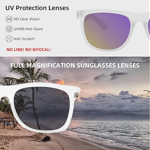 Miniatura 4 de SOPHILY Full Reader - Lentes de sol para mujeres y hombres, lentes de sol de lectura para mujeres y hombres, lentes de sol de color rosa y azul,