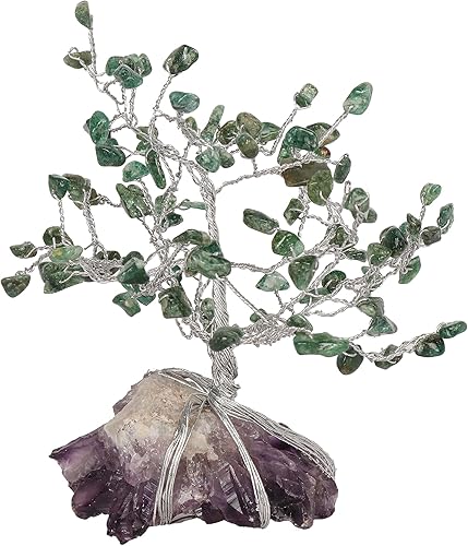 Miniatura 3 de Árbol de cristal natural de jade verde con base de amatista con propiedades curativas, bonsái Feng Shui árbol de dinero para positividad