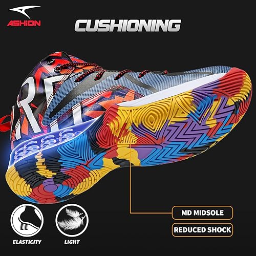 Vista 2 de ASHION Zapatos deportivos de baloncesto para hombre, ligeros, transpirables, antideslizantes, para correr, caminar, medios, tenis deportivos