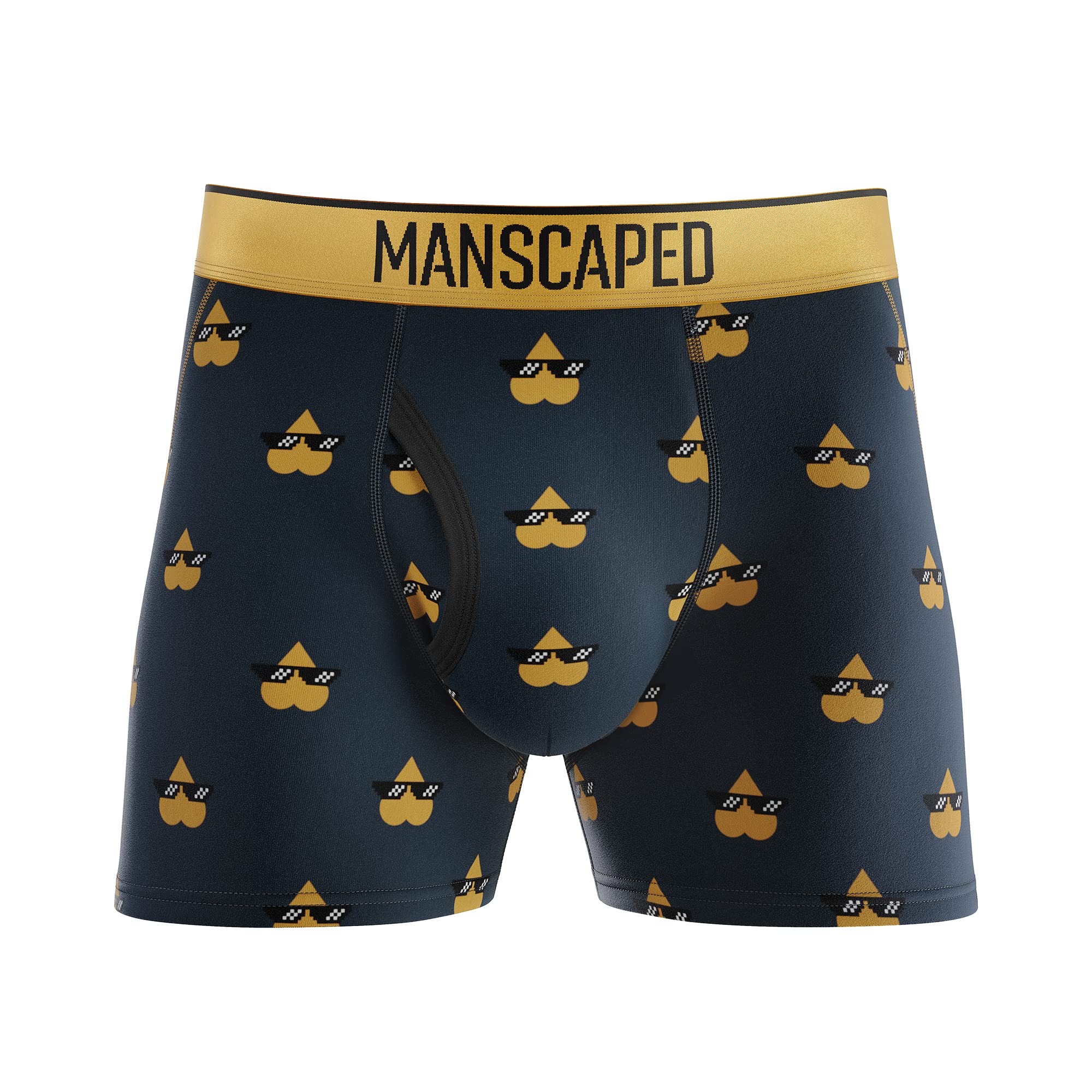MANSCAPED® Boxers 2.0 Men’s Premium Anti-Chafe Athletic Performance Boxer Briefs, Ultra Soft and Tagless with The Jewel Pouch® (X-Large) Gold Nugget