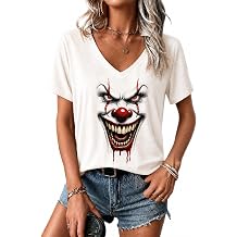 Women Fall Halloween Graphic Shirt Cut Out Cold Shoulder Short Sleeve Shirt Funny Family Party Rock Tee Top