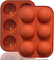Vista 13 de Paquete de 3 moldes de silicona extra grandes de 5 cavidades, molde de media esfera antiadherente para hacer bombas de chocolate caliente de gran