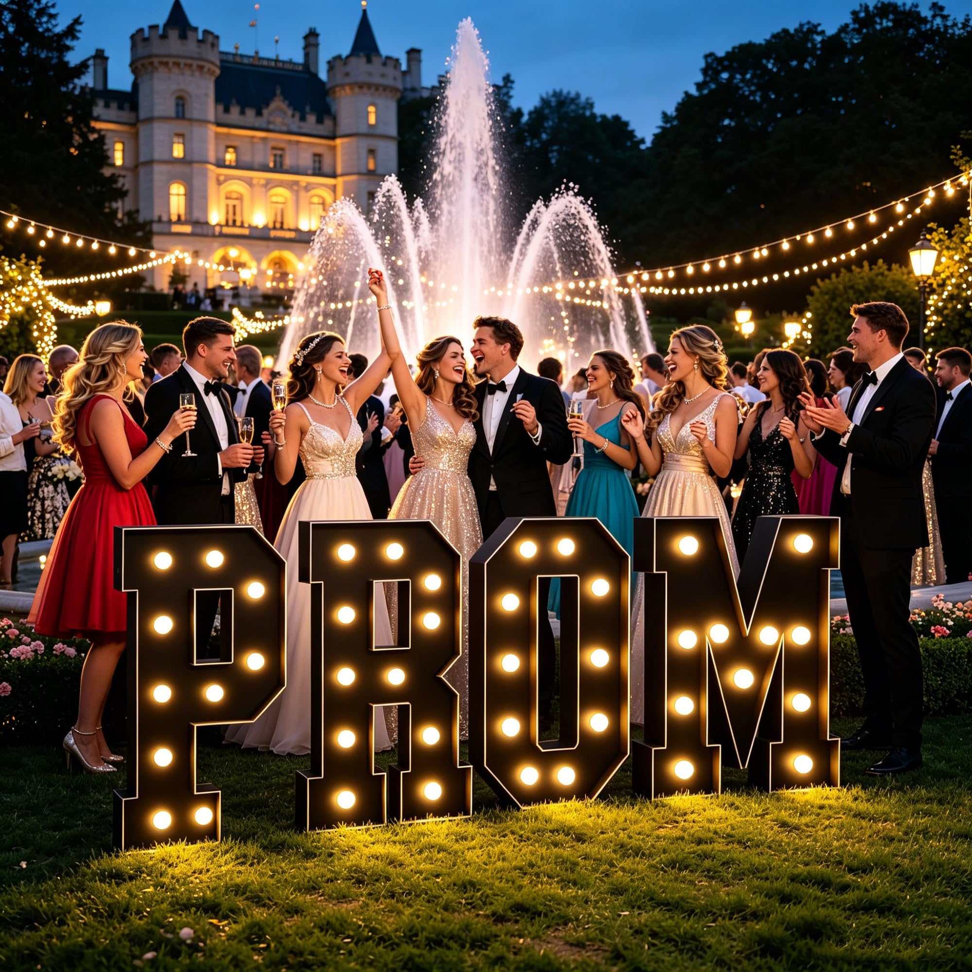 Duża podświetlana litera "Prom", wstępnie wycięta rama balonowa z płyty piankowej, neonowe świecące litery do tańców powrotu do domu i dekoracji imprezowych (100 cm)