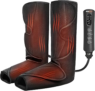 SHINE WELL Leg Massager for Circulation and Pain Relief, Leg Compression Massager with 2 Heating Levels 3 Modes 3 Intensities, for Neuropathy Pain, Blood Circulation, and Swelling Legs