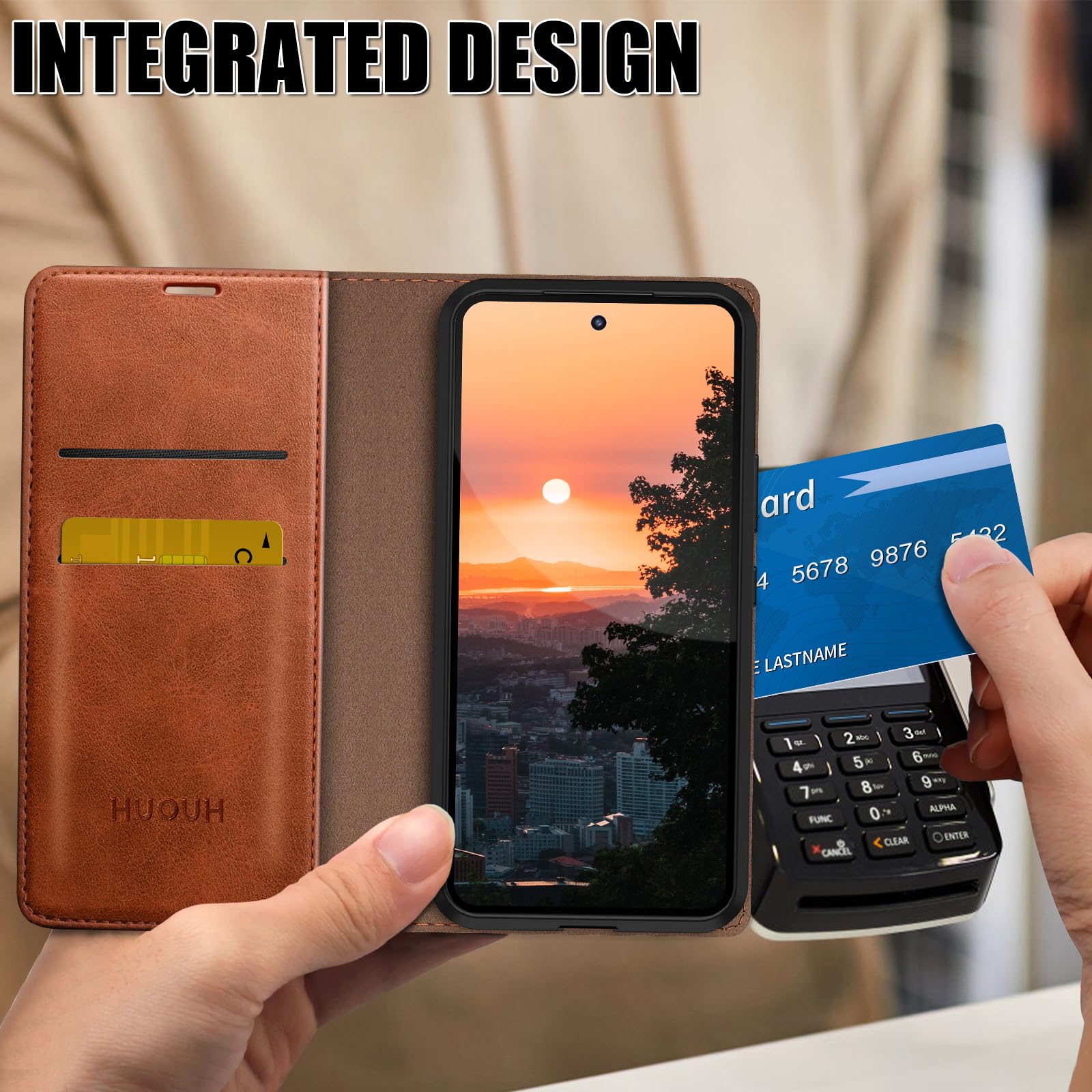 HUOUH For Google Pixel 8 5G Wallet Case With RFID Blocking PU - View #2