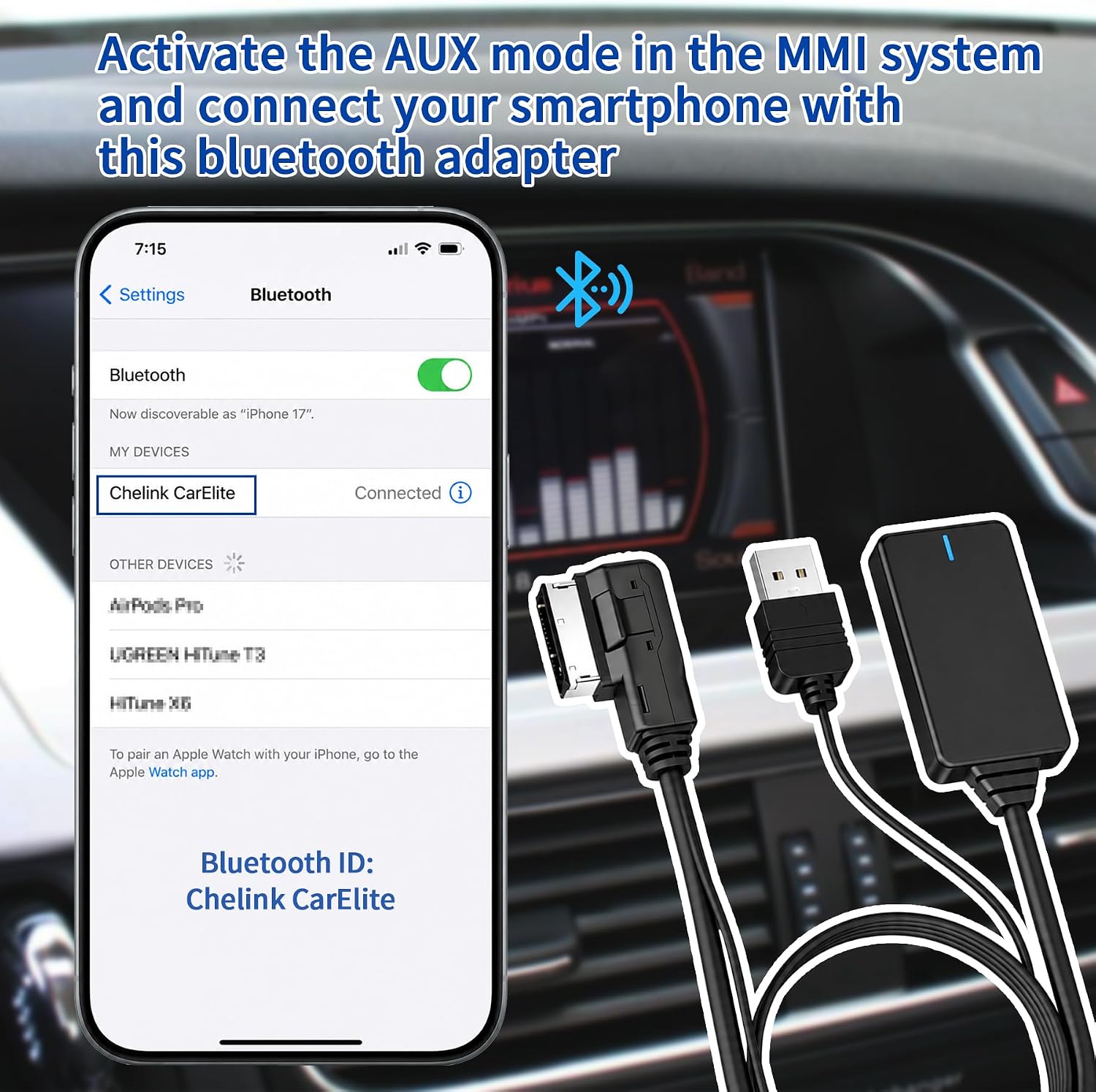 Bluetooth 5.0 Adapter Audio Receiver for Audi MMI 2G/3G/3G+ Systems image 2