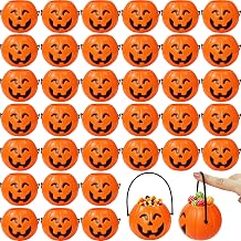36 Pcs Mini Portable Pumpkin Bucket,2.8 In Halloween Plastic Pumpkin Holder