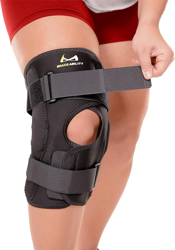 BraceAbility Rodillera con bisagras para obesidad, tamaño grande para sobrepeso, soporte envolvente para tratamiento de artritis de mujeres y hombres, alivio del dolor de articulaciones bariátricas, inestabilidad de la rótula, debilidad del ligamento (2XL)