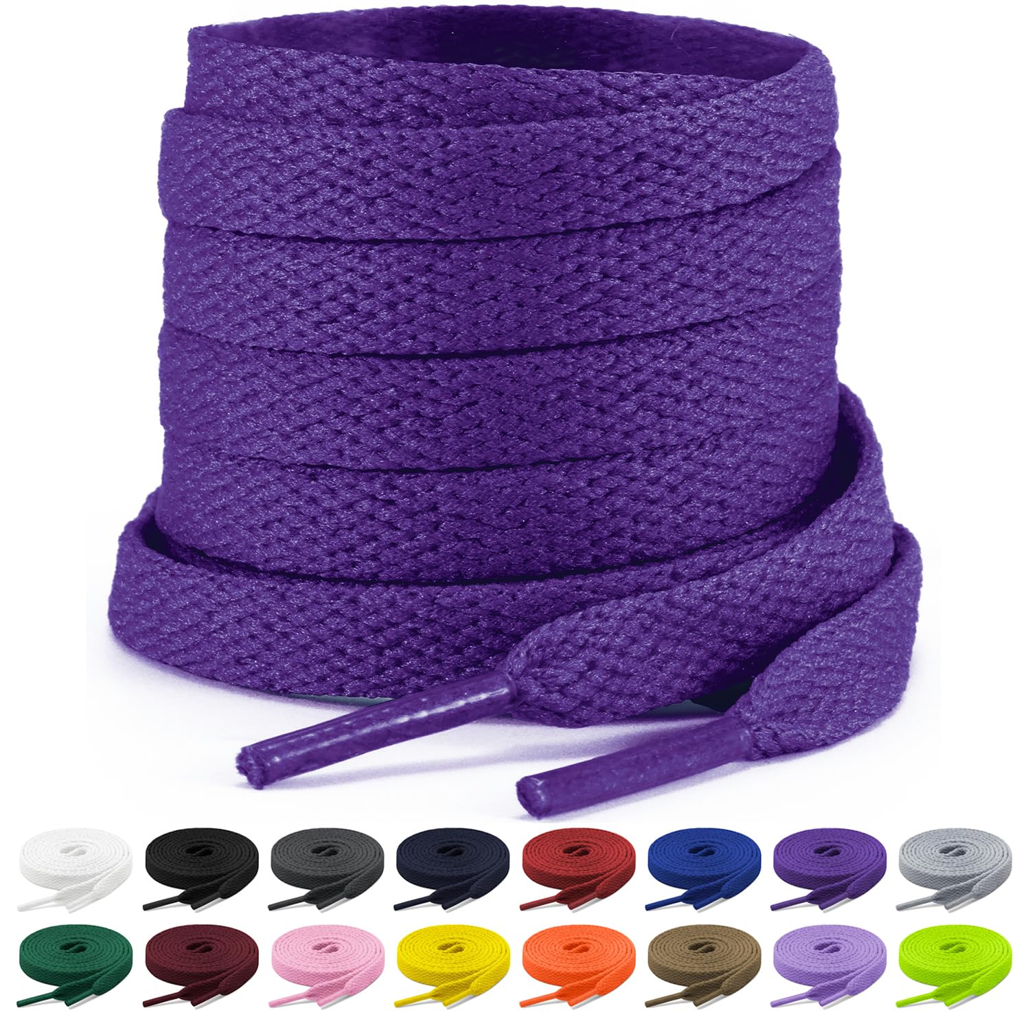 Shecret 2 Paar Flache Schnürsenkel, 8mm Breite Schnürsenkel, Flache Schnürsenkel Ersatz Reißfeste Schuhbänder für Turnschuhe, Laufen, Erwachsene, Kinder, Polyester