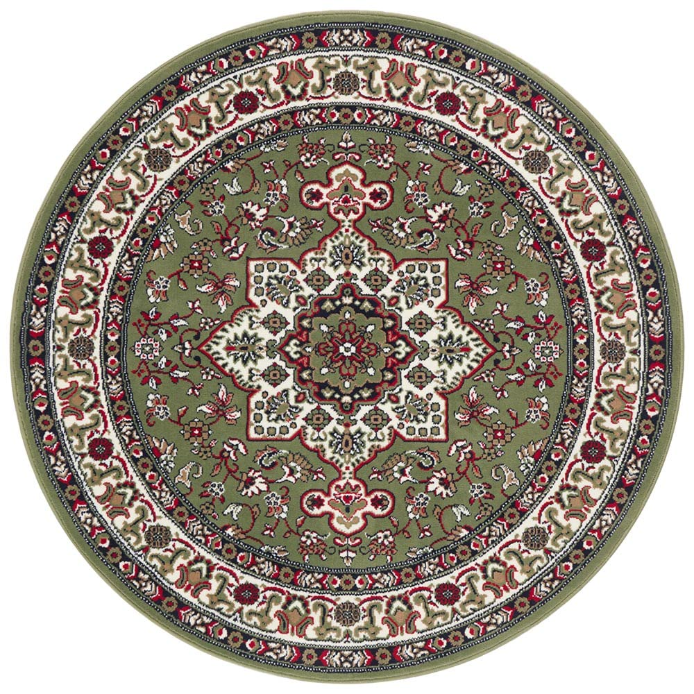 The Rugs Unisex Green Design Oriental Parun Tabriz Rug - Vintage Polypropylene Carpet In | Size: 160Cm Diameter