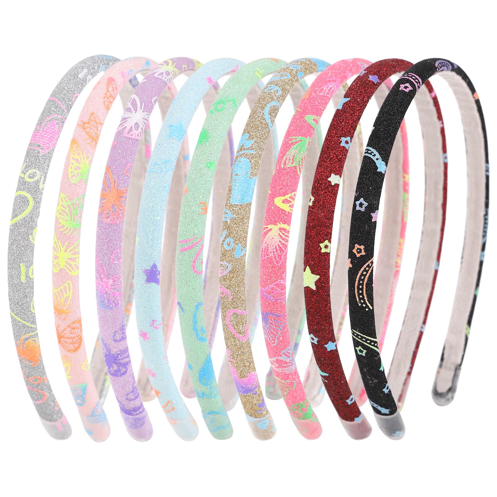 Girls Headband,Glitter Alice Band for Girls Bling Headbands,Sparkly Headband Rainbow Sequins Hairband,Glittery Head Band for Women Kids Children Toddlers Sparkle Headbands with Butterfly Heart Star