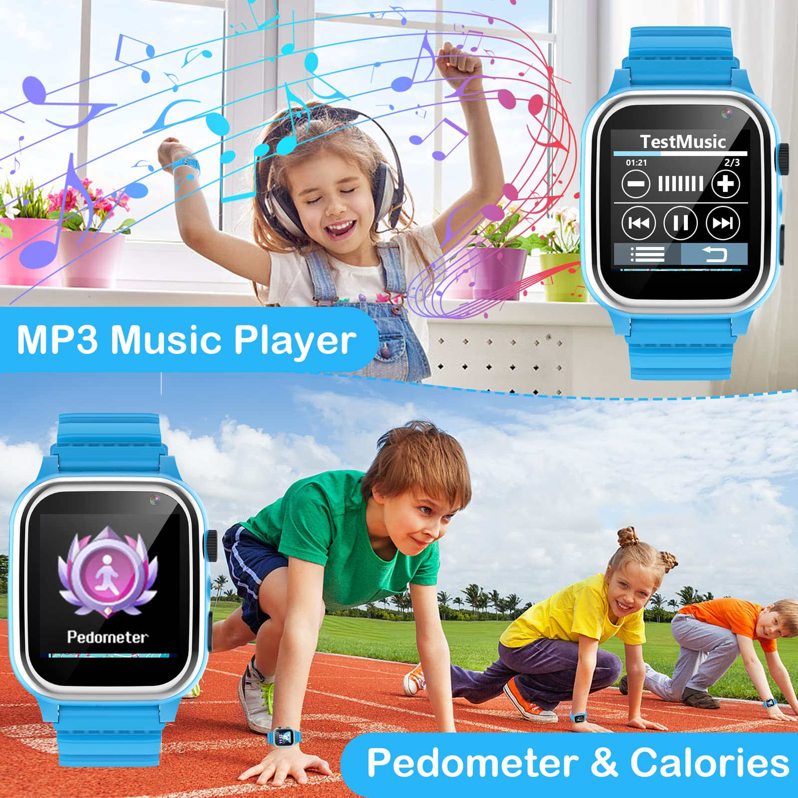 ELEJAFE Smartwatch Bambini 26 Giochi, Orologio Smartwatch Bambini con SOS, Musica, Telefono, Fotocamera, Sveglia, Orologio Bambino Regalo Regali di Natale per ragazze e ragazzi 3-12 Anni